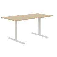 Bureau Droit 160 cm Pieds T Chêne/Blanc Manutan