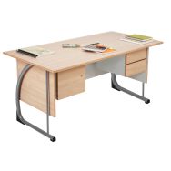 Bureau Fidji chants plaqués, plateau beige