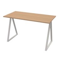 Bureau Home Office Chic pied métal triangle Blanc/Hetre