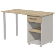 Bureau Identité caisson à droite 1 tiroir 1 niche Argent/Chêne