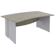 Bureau Majesty courbe 180 x 100 cm chêne gris/alu
