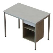 Bureau Quiétub 4 pieds 120 x 60 caisson tablette + tiroir 9006 Alu