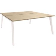 Bureau STEEL double face 160x163 Chêne clair / Blanc