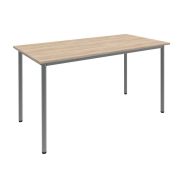 Bureau Thélia 4 pieds métal simple 120 x 60 cm Alu/Chêne foncé