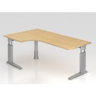 Bureau angle 90° piètement en C métal - 200x120 cm - Hammerbacher