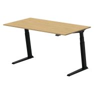 Bureau assis-debout Lean 180x80cm pied blanc plateau chêne stone