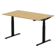 Bureau assis-debout Ugo 160x80cm pied noir plateau chêne stone