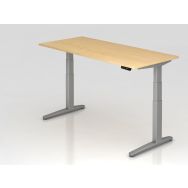 Bureau assis-debout pied argent série XBHM - 180x80 cm - Hammerbacher