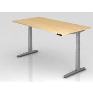 Bureau assis-debout pied argent série XBHM - 200x100 cm - Hammerbacher