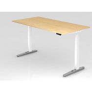 Bureau assis-debout pied blanc brillant XBHM-200x100 cm - Hammerbacher