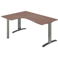 Bureau asymétrique. Pieds Dalia ret .à gauche 180 Noyer/Alu