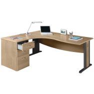 Bureau asymétrique L 180cm+caisson HB P.60cm Quatuor Retour gauche Hêtre/Anth