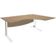 Bureau asymétrique Quatuor pied L métal retour à droite 160 Chêne/Blanc