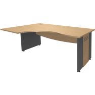 Bureau asymétrique pied panneau à gauche 180 Hêtre/anthracite
