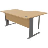 Bureau compact asymétrique pied L 160x120x60 retour gauche Hêtre/alu,