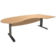 Bureau convivial à droite pied métal Hêtre/anthracite