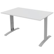 Bureau droit 120 cm pieds fixes Dalia blanc/alu