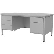 Bureau droit Confort 2 Avec 2 caissons Gris clair 160 cm