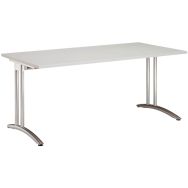 Bureau droit Miro - Gris clair, Largeur hors tout : 160 cm