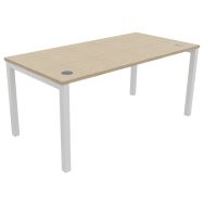 Bureau droit pied Arche 160x80 cm Chêne Fil / Blanc