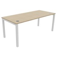 Bureau droit pied Arche 180x80 cm Chêne Fil / Blanc