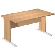 Bureau droit pieds L Fast - 140 cm - hêtre - hêtre/alu