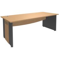 Bureau droit pieds panneaux Quatuor 180 x 80 cm Hêtre/Anthracite
