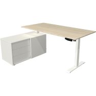Bureau réglable en hauteur rangement Move 1 - Blanc - Érable