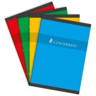 CONQUERANT Cahier A4 Petits Carreaux 5mm 192 Pages Agrafées Couverture Carte Coloris Assortis