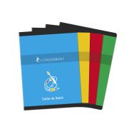 CONQUERANT Cahier Dessin 24x32cm Réglure Unie Blanche 16 Pages Agrafées Couverture Carte Coloris Assortis