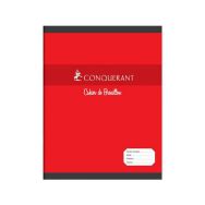 CONQUERANT Cahier de Brouillon 17x22cm Grands Carreaux Seyès 48 Pages Agrafées Couverture Carte Rouge