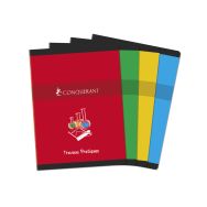 CONQUERANT Cahier de Travaux Pratiques 24x32cm Grands Carreaux Seyès/Uni Blanc 96 Pages Agrafées Couverture Carte Coloris Assortis