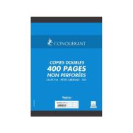 CONQUERANT Copies Doubles Non Perforées A4 Petits Carreaux 5X5 400 Pages Sous Film Blanches