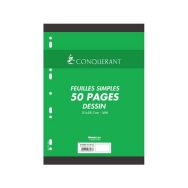 CONQUERANT Feuilles Simples A4 50 Pages Unies Sous Film Blanches
