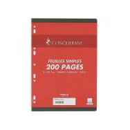 CONQUERANT Feuilles Simples A4 Grands Carreaux Seyès 200 Pages Sous Film Blanches