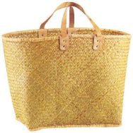 Cabas en palmier avec anses en cuir - 50x30x34cm