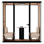 Cabine acoustique ESSEN L - 1 table 2 canapés beige 4 personnes - Mirplay School