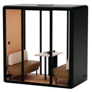 Cabine acoustique ESSEN L table/canapés marron/beige 4 personnes Mirplay School