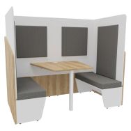 Cabine box double chêne vieilli/blanc-gris