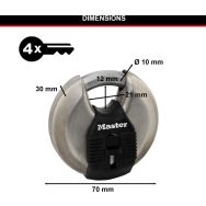 Cadenas à clés en inox Excell - Rond - M40EURDCC - Master L