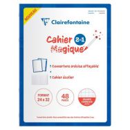 Cahier Magique  couverture ardoise double face effaçable piqué blanc 24x32cm 48p séyès