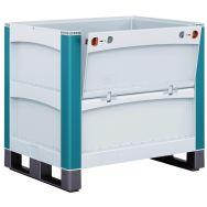 Caisse-palette SL86 - Parois pleines - Sur semelles - 1 côté longitudinal rabattable