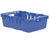 Caisse ajourée empilable sur barres 600 x 400 x 199 mm - 35 L - bleu