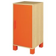 Caisson 1 porte Confetti avec pieds - bouleau/orange