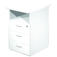 Caisson demonté hauteur bureau 3 tiroirs Fast 60cm - Blanc