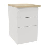 Caisson haut. bureau métal prof. 60 cm blanc/top chêne
