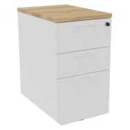 Caisson hauteur bureau P60 cm 3 tiroirs 1DS Blanc/Chêne vieilli