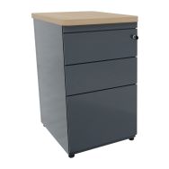 Caisson hauteur bureau métal 3 T P60 chêne clair Anthracite