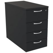 Caisson hauteur de bureau P 80 cm 4 tiroirs + top Noir