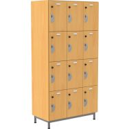 Meuble Octet 12 cases hêtre 90x180cm porte à moraillon socle métal 90
